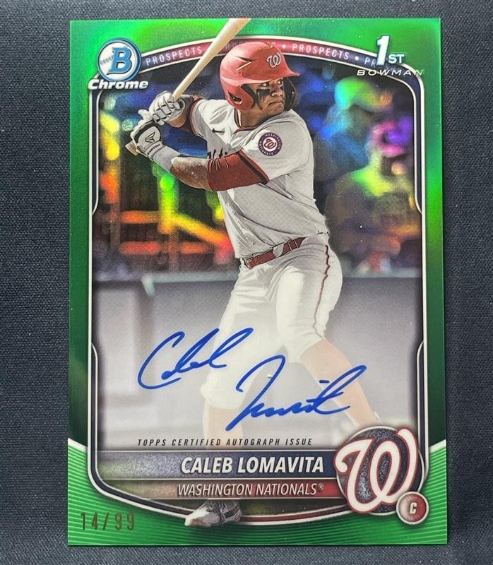 2025 Bowman Chrome Prospect Auto Caleb Lomavita #CPA-CLO Green Refractor /99