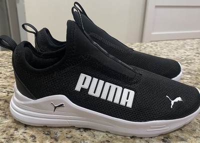 Puma Wired Run Rapid Slip On Mesh Black/White Sneakers Size 3 Kids Youth