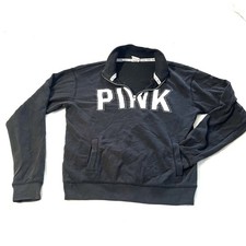 PINK Victoria  s Secret Black Everyday Perfect Quarter Zip-Pockets- Sweatshirt XS