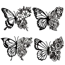 4 Pcs Butterfly Metal Wall Decor Boho Butterfly Decoration Wall Art Iron Hang