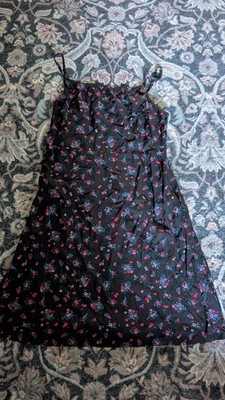 Vans M Zip up Floral Black Mini spaghetti strap empire waist dress