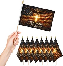 100 PCS Small American Flags on Stick 4Th of July Decorations Flag 250 Years of