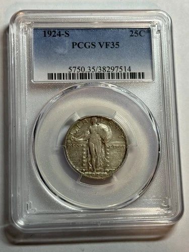 1924 S Standing Liberty Quarter PCGS VF35 Nice Original Tougher Date