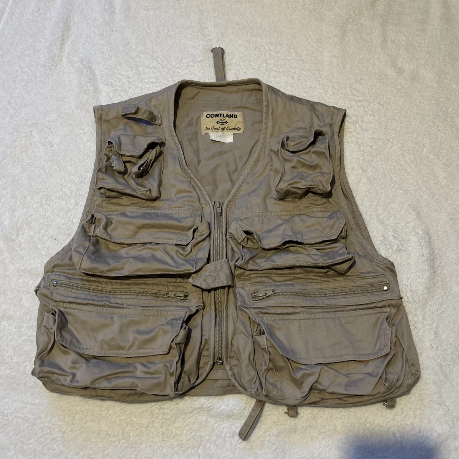 Cortland Fly Fishing Vest Men's Size S Tan Lightweight Durable Storage Pockets