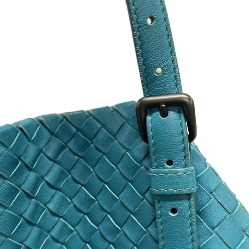 Used Bottega Veneta Chester Bag Tote Blue Green Leather - Picture 14 of 15