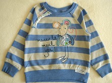 NEXT Pullover Gr 92 98 104 Cardigan Sweat Shirt blau top Maus gesterift grau süß