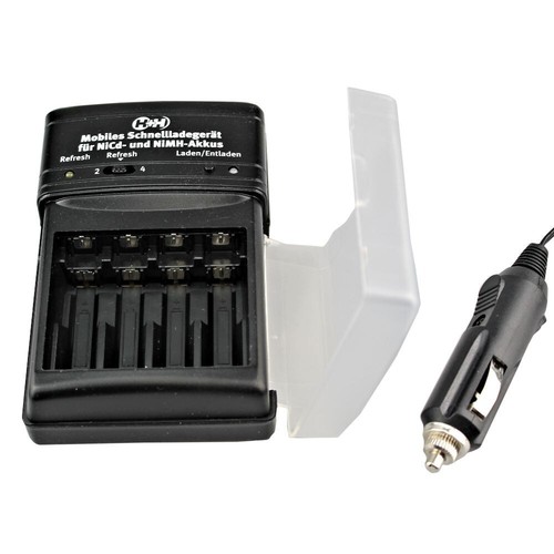 H+H BL506 Akkuladegerät AA AAA Kfz 12V Stecker Akku Ladegerät Zigarettenanzünder - Bild 3 von 3