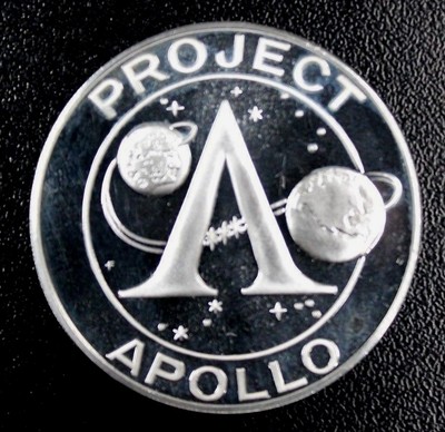 APOLLO 11 SILVER PLATE PROOF Commemorative Medals In case DEEP  MIRROR  Reeded 