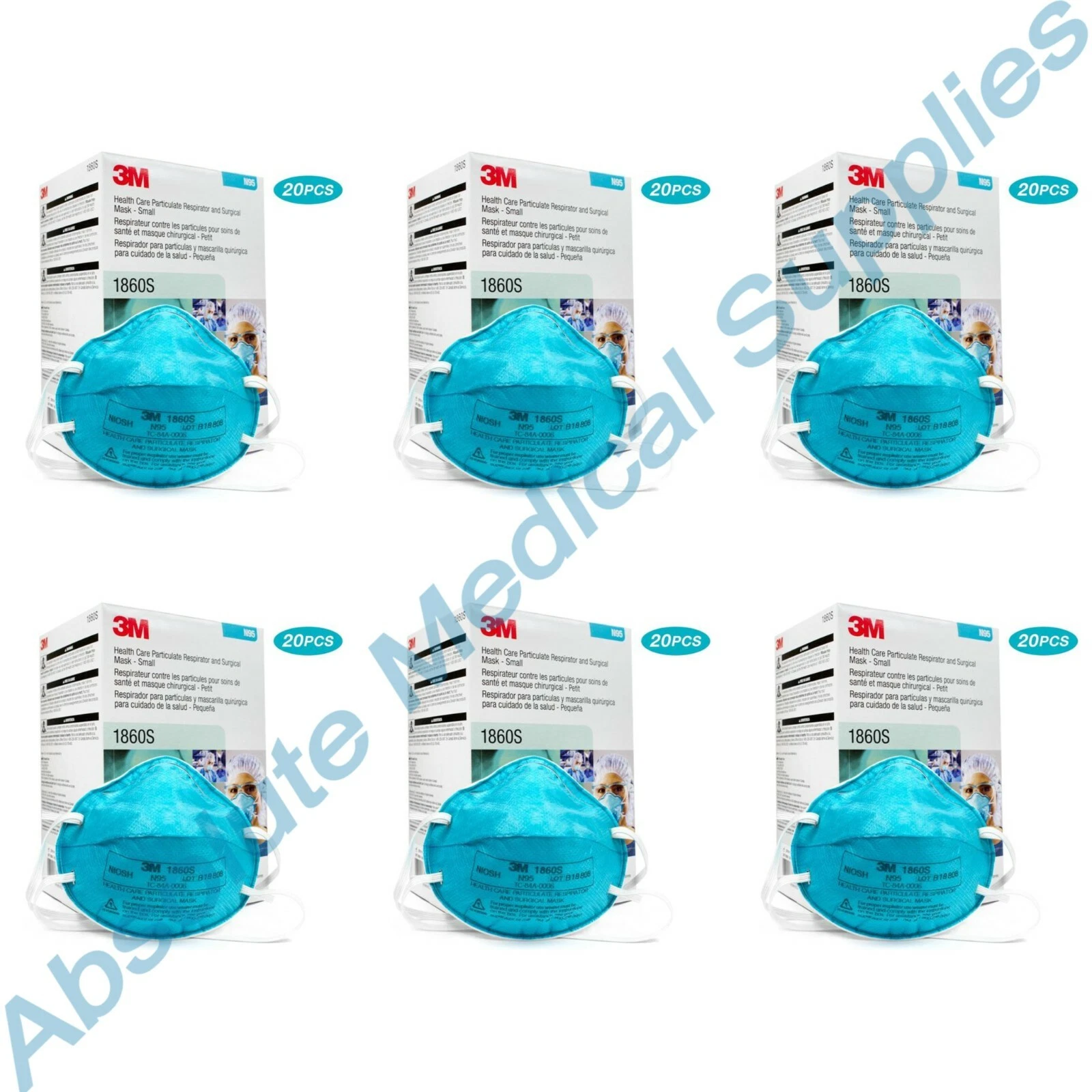 *120-Pieces* 3M N95 Health Care Particulate Respirator Surgical Face Mask 1860S