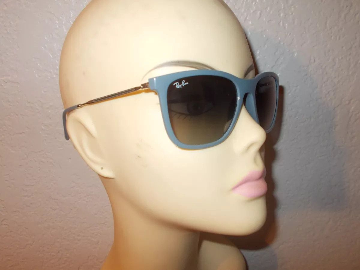 Ray Ban RB 4344 6536 71 Gray Silver Frame Blue Glass Lenses Sunglasses