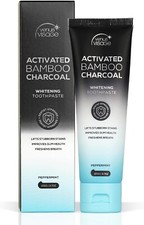 Bamboo Charcoal Black Toothpaste with Fluoride Teeth Whitening Oral Care Pprmint