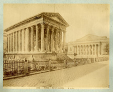G.J. Phot. France, Nîmes, Maison carrée vintage albumen print.  albumi print