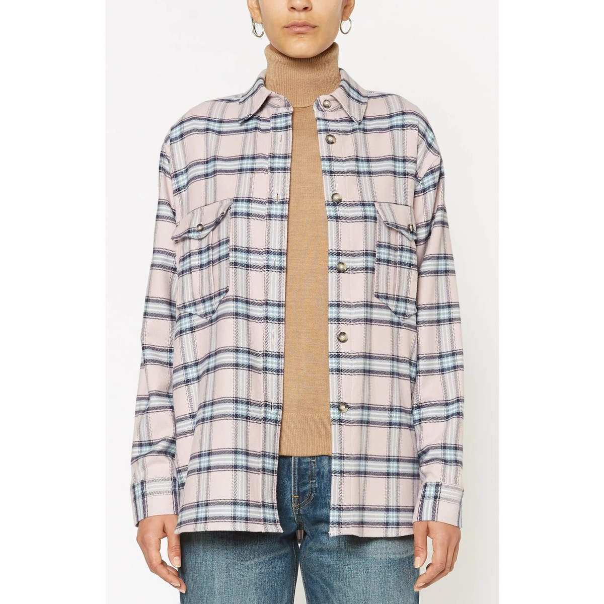 イザベルマラン　エトワール　ISABELMARANT　ETOILE　ボタンダウン　チェック　長袖　シャツ　36 D0071 Isabel Marant Etoile Idaho Plaid Check Oversized Button Up