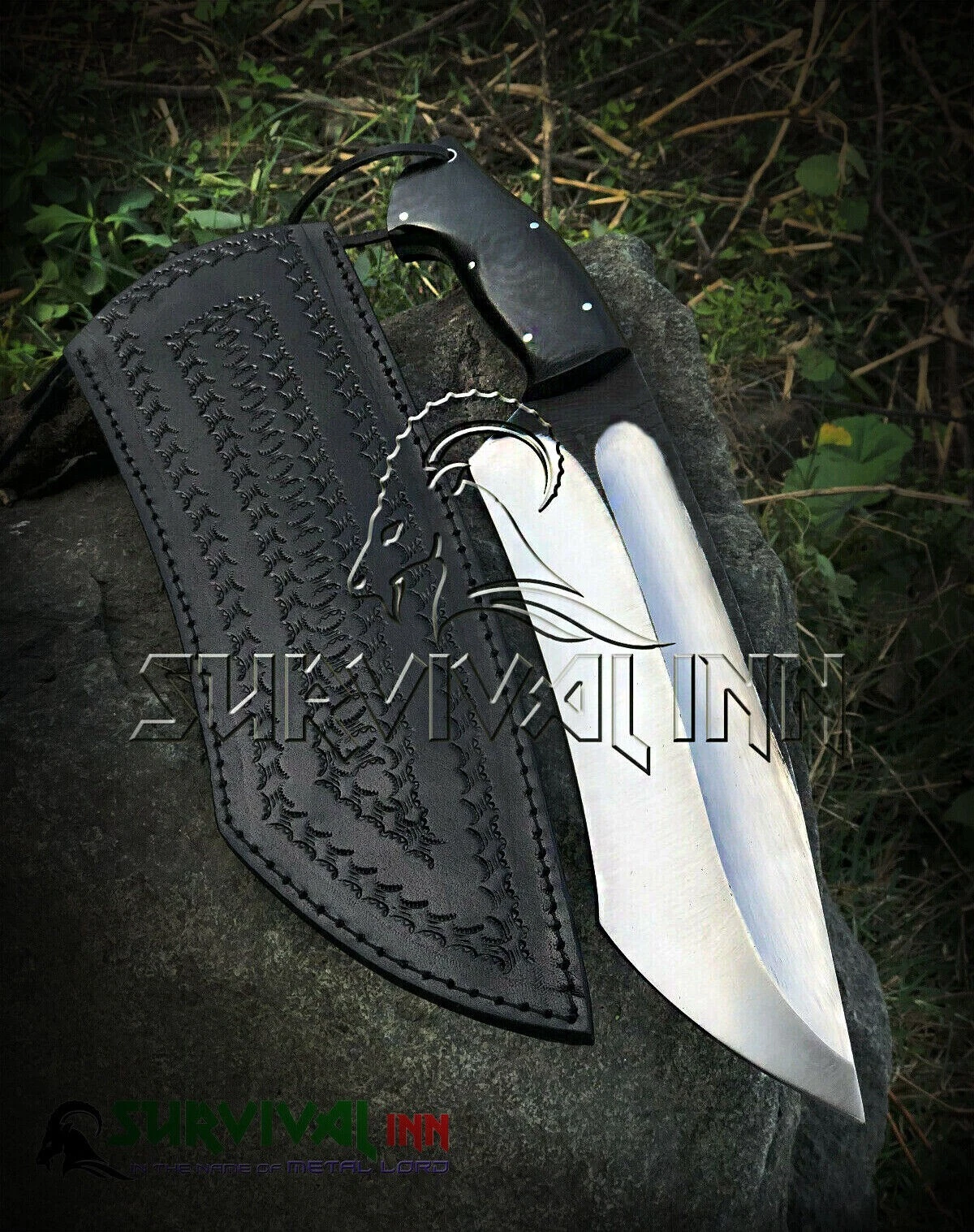 FIF CUSTOM HANDMADE D-2 STEEL CAMPING JUNGLE HUNTSMAN BOWIE KNIFE WITH SHEATH