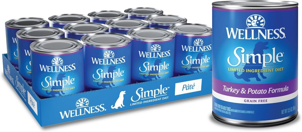Wellness Simple Limited Ingredient Diet Turkey& Potato Canned Dog Food,12x12.5oz