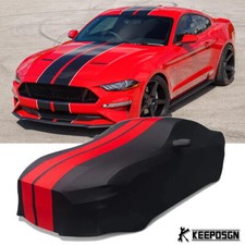 For Ford Mustang V6 Ecoboost Shelby Car Cover Satin Indoor Dustproof Red Stripe For Ford Mustang V6 Ecoboost Shelby Car Cover Satin Indoor Dustproof Red Stripe