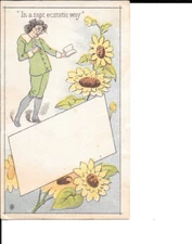 Victorian Trade Card Blank Oscar Wilde Rapt Ecstatic Way Advertising Flowers