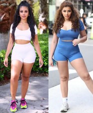 Women's Ribbed Seamless Yoga Bra And Highwaist Shorts Sports Yoga Gym Set