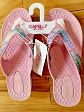 Capelli New York Girls Pastel Pink Glitter  Flip Flop Sandals Size 1-2 NWT