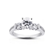 1.51ct F SI1 Round Natural Certified Diamonds 14kw Gold Classic Three-Stone Ring