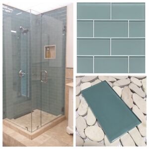 Silver Metal And Glass Tile Backsplash Ideas Bathroom Brushed