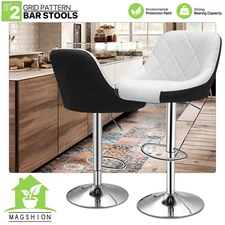 Model Mix Black & White Bar Stool Chair Adjustable Home Counter - Set of 2