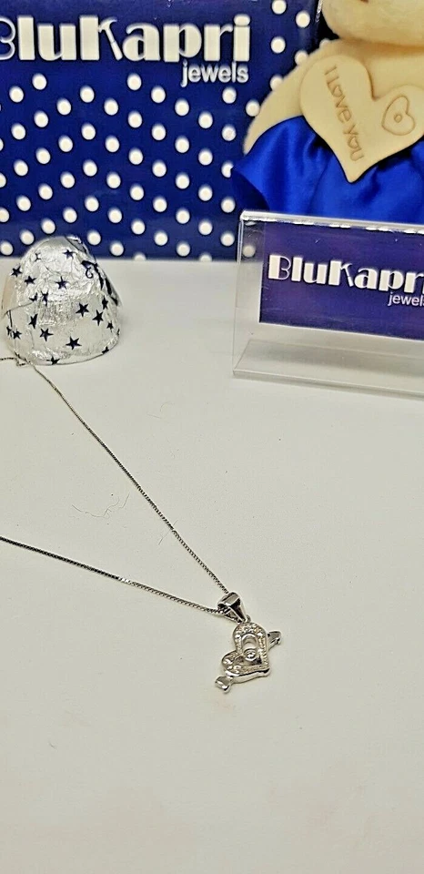 COLLANA IN ARGENTO 925° CON PENDENTE CUORE ZIRCONI .♥️ AMORE♥️ - Immagine 2 di 4