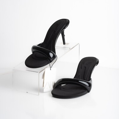 Sandales à Talons Zara En Cuir Noir à Lanières - Taille 39 - NEUVES Sans Boîte