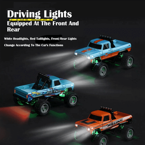 Mini RC Monster Truck USBC Rechargeable Underflow with Trailer,1:64 Scale Alloy - Picture 4 of 21