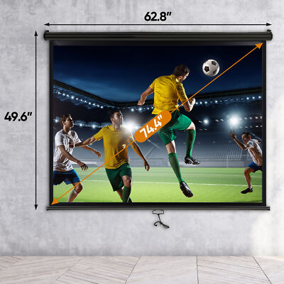 73'' Manual Pull Down Auto Lock Projector Projection Screen Party Movie Black