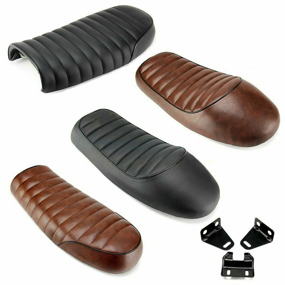 Sillín plano/joroba asiento de corredor café universal para motocicleta Honda CB Suzuki Yamaha Foto 3 de 4
