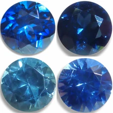 Natural Sapphire Blue Round Brilliant Faceted Loose Gemstones Fine Cut AA+
