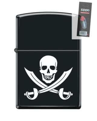 Zippo 82297 black skull crossed swords pirate jolly roger Lighter