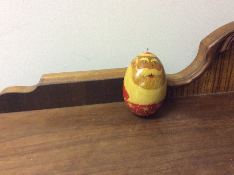 Hand Painted Egg Shaped Christmas Ornament Signed Rabchenko L.