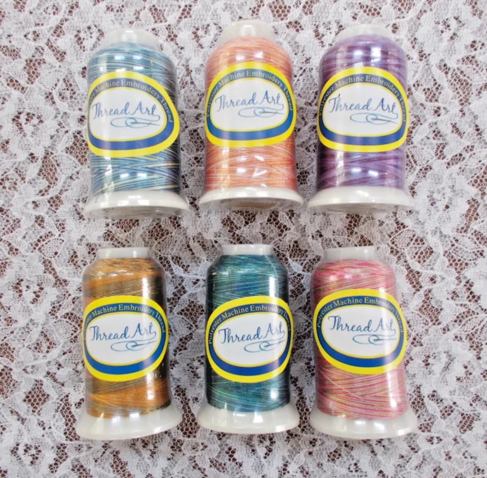 Thread Art Machine Embroidery Thread Lot of 6, Polyester 1000M Spools - Image 2 of 3