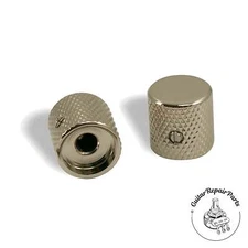 Brass Barrel Knobs, Flat Top, w. Set Screw (2 pcs) - Nickel