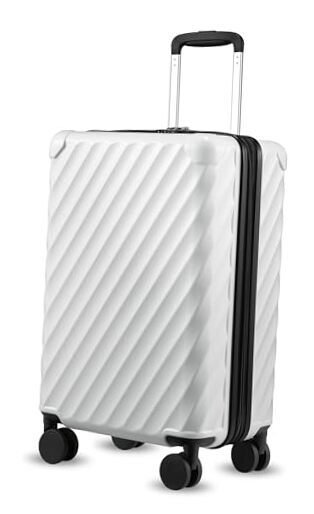 Luggage with Spinner Wheels - Polycarbonate Carry-On 20-Inch Black White