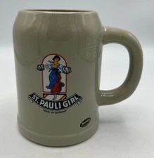 St Pauli Girl Glossy Stoneware Beer Mug 5 1/4" Tall .5 Liter Germany