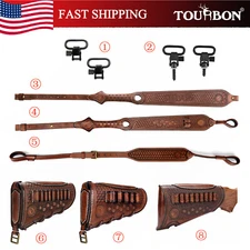 TOURBON Leather Cheek Rest Ammo Holder/(No-drill) Sling/Swivels-Multiple Options