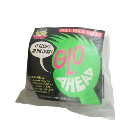 90s Happy Meal Toy Wendys Glow in Dark Toy GLO AHEAD Pull Back Racer Car 1993