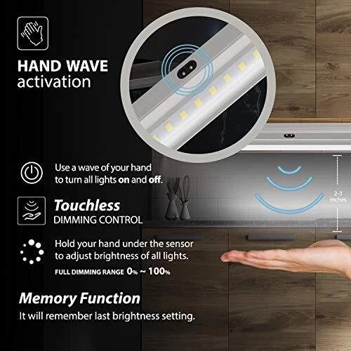 Hand Wave Activated Under Cabinet Led Lighting Kit Dimmable 6pack