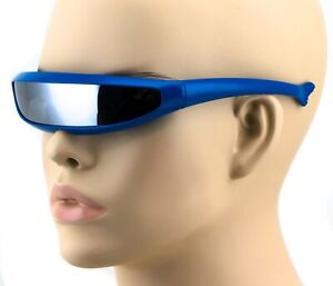 Black Glasses Wrap Around Sunglasses UV400 Cyclops Fancy Dress Cyborg Robot 