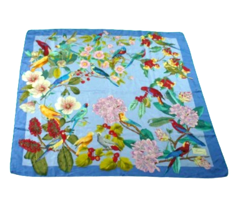 RARO AUTÉNTICO GUCCI "Pájaros Multicolor" Mujer Lujo Vintage Seda Bufanda 34" Foto 2 de 4