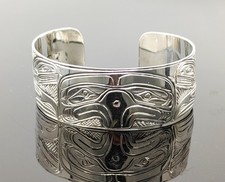 Kwakwaka’wakw Silver Bangle by Don Wadhams — Eagles, Killer Whales & Ravens