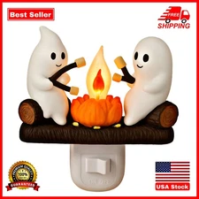 Halloween Ghost Campfire Flickering Flame Light Spooky Fireplace Indoor Decor