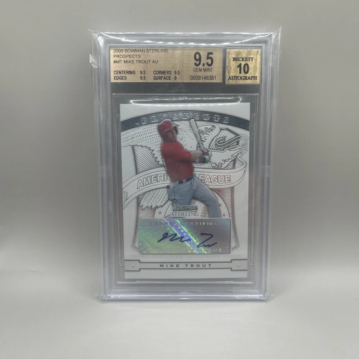Bowman Mike Trout Grade 9.5 Baseball Autographed Sports Trading