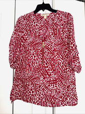 NWOT Michael Kors Logo Pull Zip Front Sleeve Can Pulled Up W/Gold Rings Size M