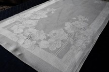 4 Handtücher Jugendstil Leinendamast 116 x 48,5 Monogramm AK prächtige Rosen