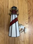 Vtg 10” Tiffany Style Stained Glass Lighthouse Accent Lamp Beach Shore WORKS