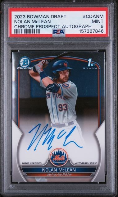 2023 BOWMAN DRAFT CHROME NOLAN McLEAN AUTO PSA 9